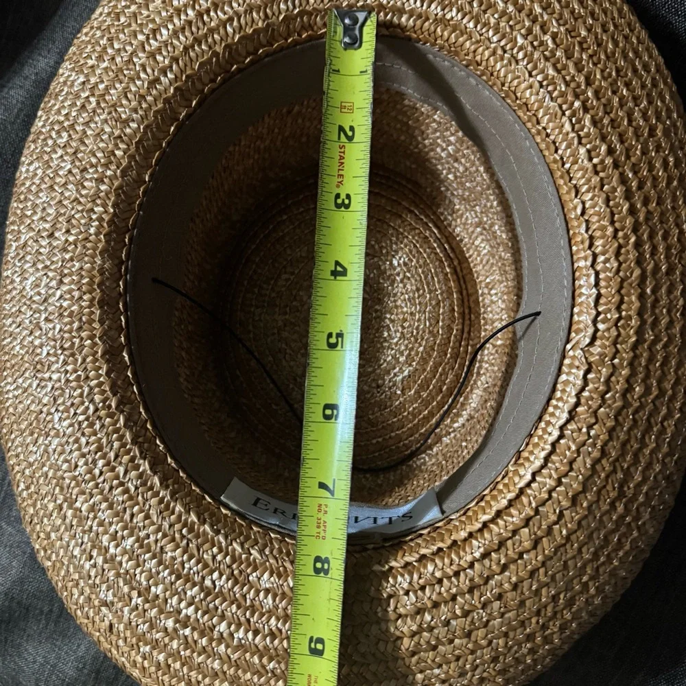 Eric Javits Natural Straw Hat with Olive Beaded Band - Picture 12 of 14